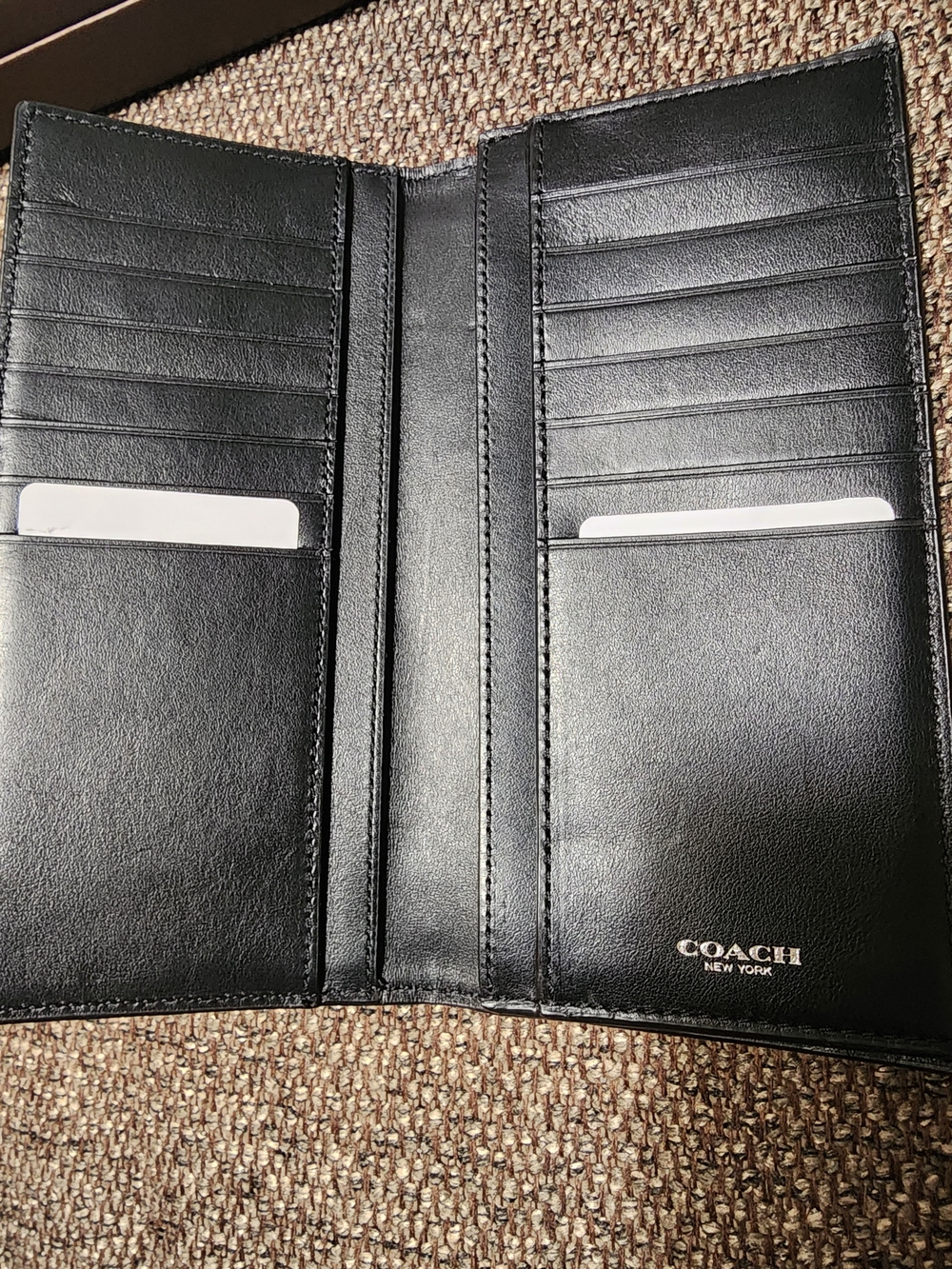COACH Men's Black Leather Tall Wallet - Black